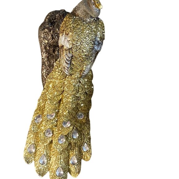 Home Centre Corsica Mayur Polyresin Standing Peacock Figurine Gold Silver - Picture 5 of 15